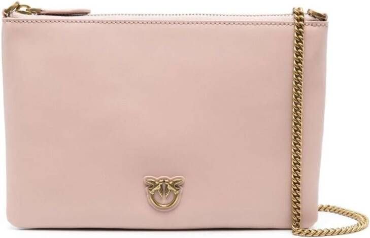 Pinko Platte schoudertas van zacht leer met Love Birds Diamond Cut Pink Dames - Foto 7