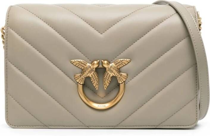 Pinko Klassieke Love Tas in Beige Chevron Beige Dames