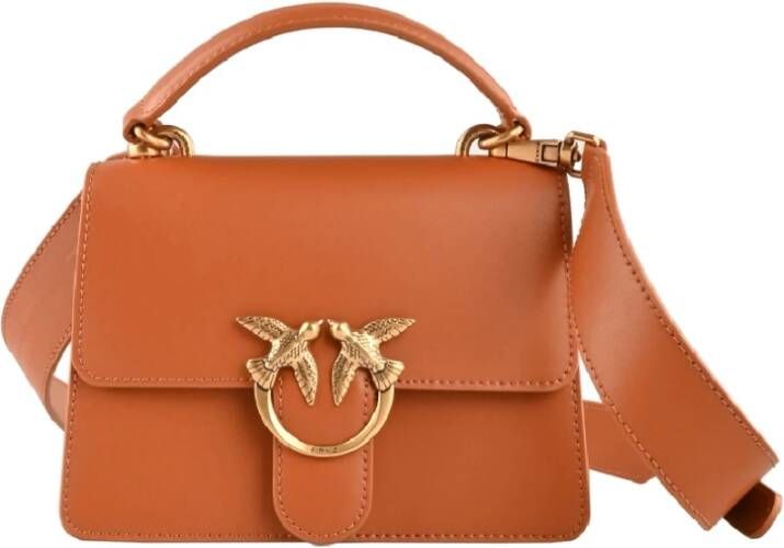 Pinko Stijlvolle Leren Mini Love Tas Brown Dames