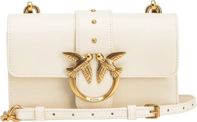 Pinko Mini Love Bag Icon in zacht leer White Dames