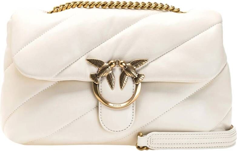 Pinko Gewatteerde Sheepskin Schoudertas met Love Birds White Dames - Foto 6