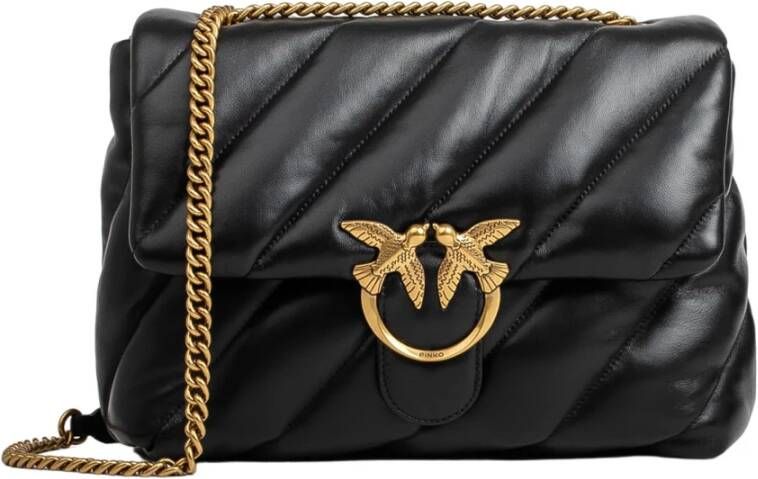 Pinko Gewatteerde Schapen Nappa Handtas Iconisch Logo Black Dames - Foto 13