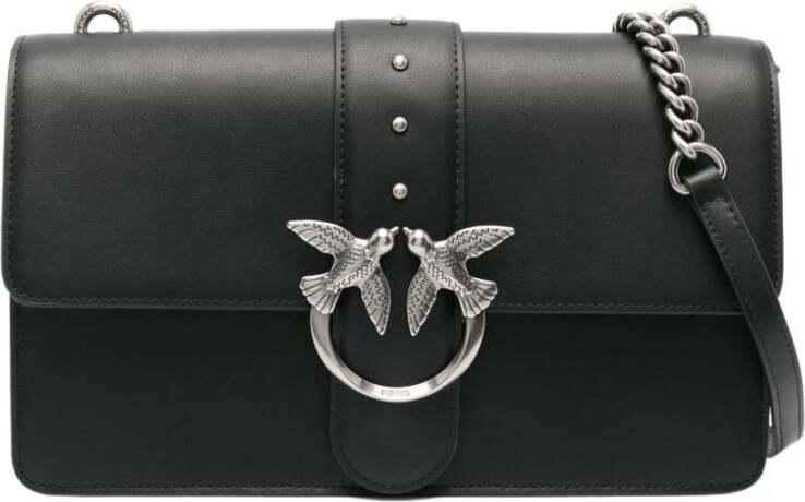 Pinko Love One Classic CL Zwart Zilver Leren Handtas Black Dames