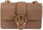 Pinko Beige Leren Schoudertas met Love Birds Logo Beige Dames - Thumbnail 1