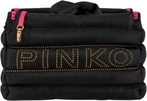 Pinko Gewatteerde nylon tas met afneembare leren band Black Dames