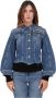 Pinko Denim jas met gouden knoopsluiting en franje kraag Blauw Dames - Thumbnail 1