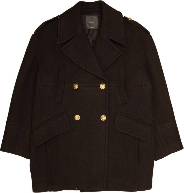 Pinko Double-Breasted Coats Zwart Dames