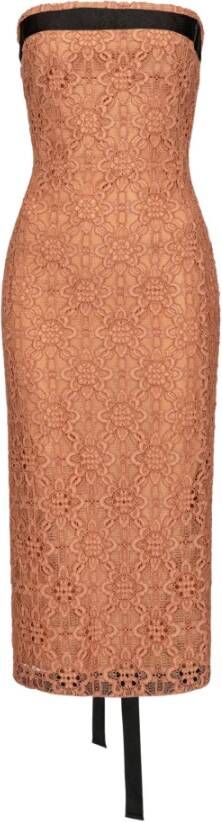 Pinko Geometrische Bloemenkanten Jurk met Zwarte Sjerp Pink Dames