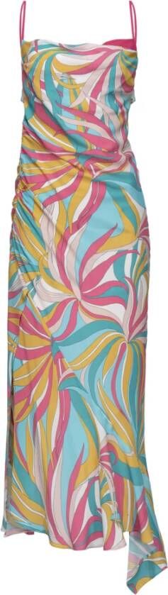 Pinko Asymmetrische Midi Jurk in Exclusieve Print Multicolor Dames