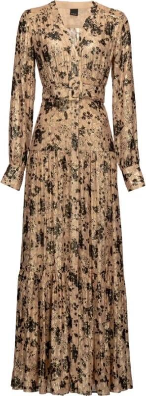 Pinko Long floral fil coupé shirt dress Beige Dames