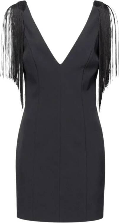Pinko 100088A0Gsz99 Favignana jurk schouder franjes zwart Dames