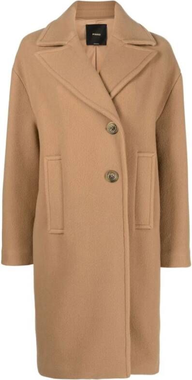 Pinko Wollen jas met afgeronde lijn Brown Dames