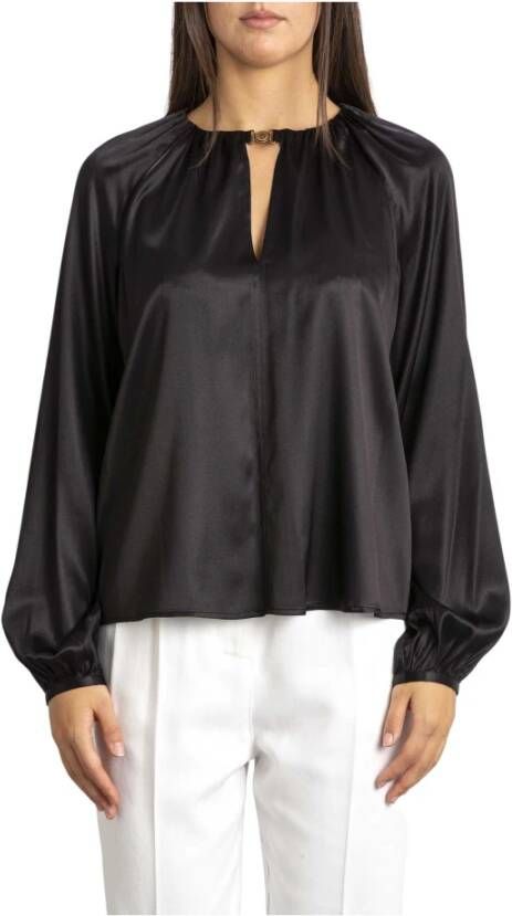 Pinko Famatina 2 Blusa Satin Stretch Zwart Dames