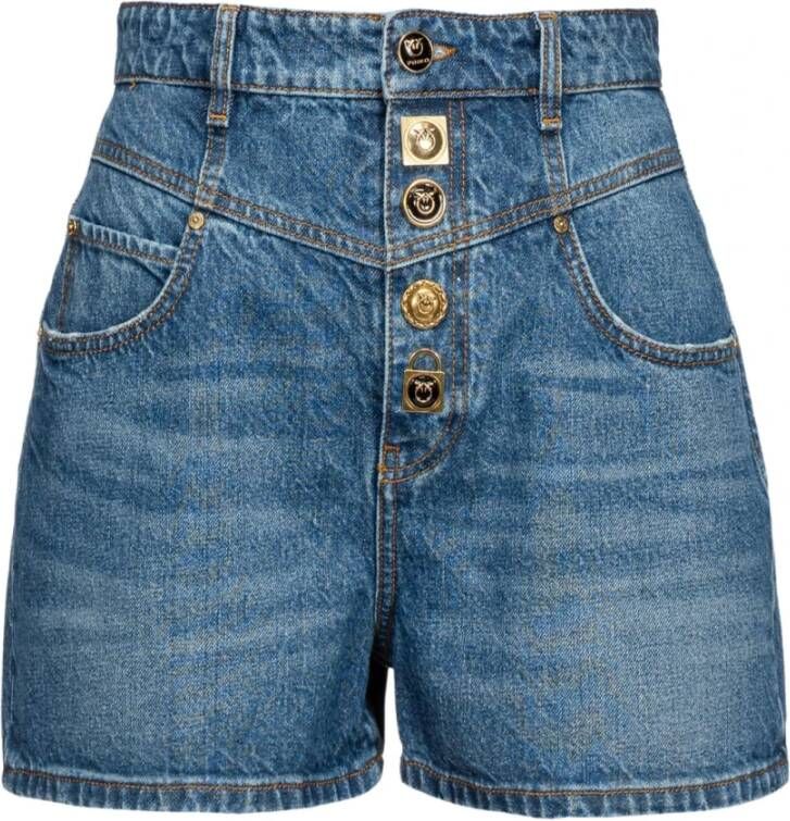 Pinko Garrito Shorts Pj993 Denim With Buttons Blauw Dames