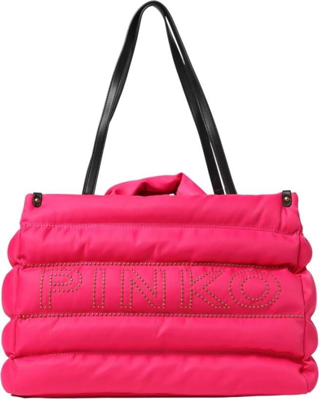 Pinko Gerecyclede Nylon Shopper Schoudertas Pink Dames