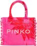 Pinko Vierkante canvas shopper strandtas met zomerprint Roze Dames - Thumbnail 1