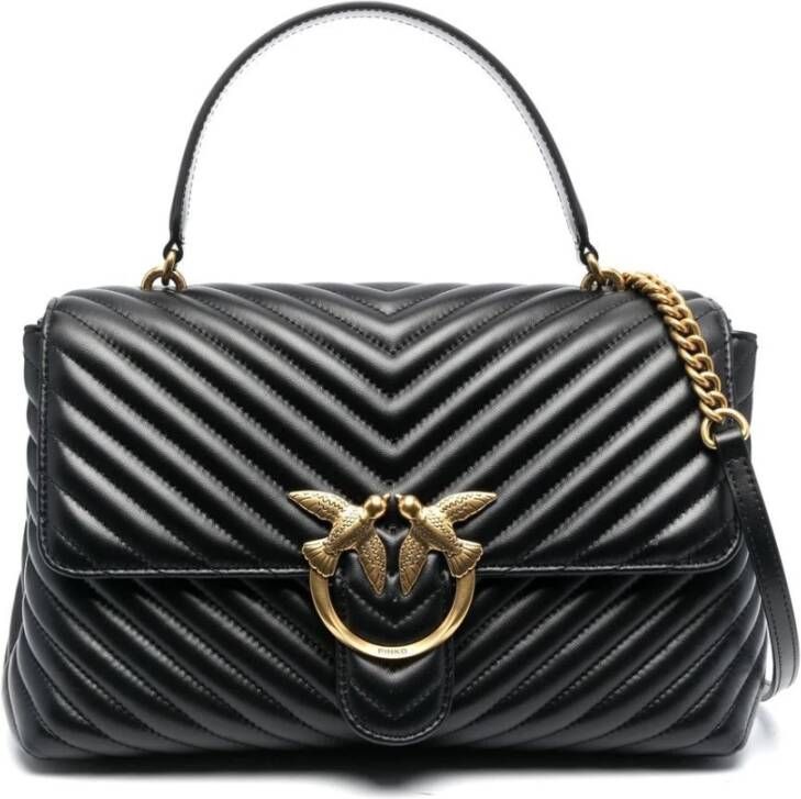 Pinko Gewatteerde schoudertas met Love Birds gesp Black Dames - Foto 6