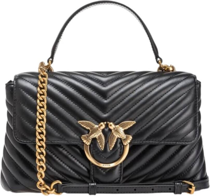Pinko Klassieke Sheep Nappa Chevron Gewatteerde Handtas Black Dames - Foto 3