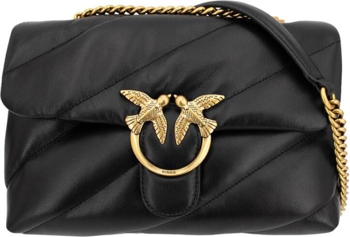 Pinko Zwarte Leren Crossbody Tas met Gouden Decoratieve Gesp Black Dames - Foto 10