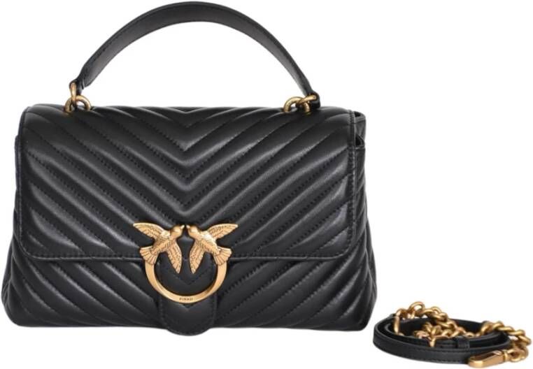 Pinko Klassieke Sheep Nappa Chevron Gewatteerde Handtas Black Dames - Foto 10