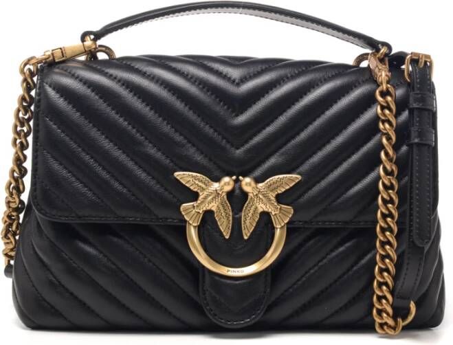 Pinko Gewatteerde schoudertas met Love Birds gesp Black Dames - Foto 10