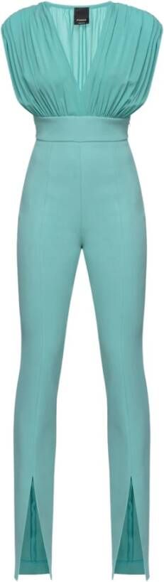 Pinko Trevelin Tuta Crepe Tecnico Stretch + Georgette Stretch Blauw Dames