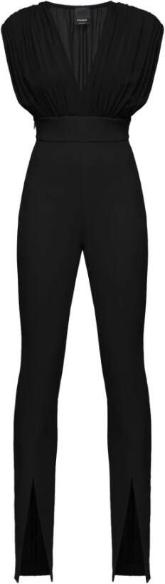 Pinko Zwarte mouwloze jumpsuit met hoge taille broek Black Dames