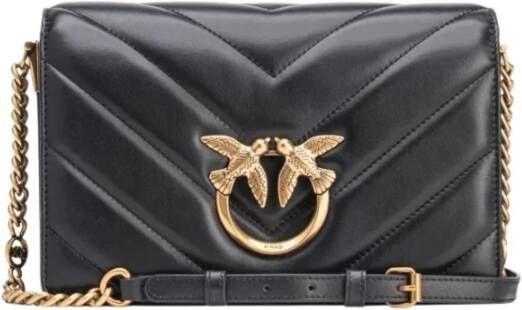 Pinko Klassieke Love Bag Click Grote Chevron Zwart Dames