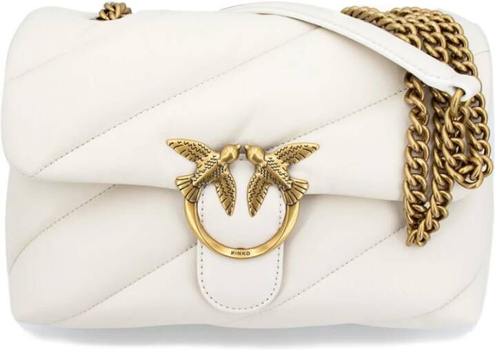 Pinko Gewatteerde Sheepskin Schoudertas met Love Birds White Dames - Foto 10