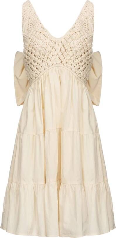 Pinko Korte jurk met maxi boog Beige Dames