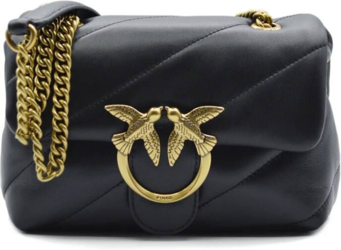 Pinko Leren schoudertas met afneembare kettingriem Black Dames - Foto 10