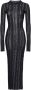 Pinko Lange aansluitende gebreide jurk met kant effect Zwart Dames - Thumbnail 1