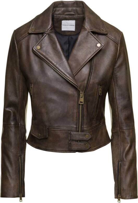 Pinko Leather Jackets Bruin Dames
