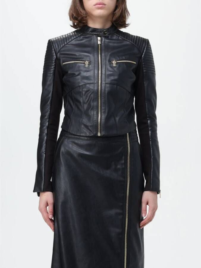 Pinko Batman Biker Leren Jas Black Dames