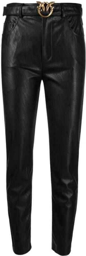 Pinko Leather Trousers Zwart Dames