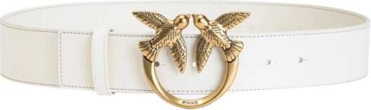 Pinko Leren Love Birds-riem Wit Dames