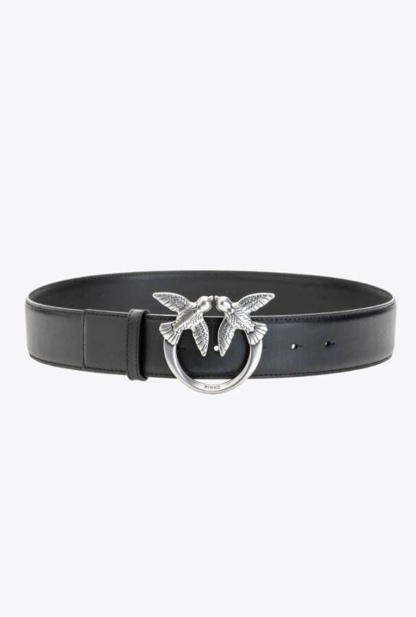 Pinko Love Birds leather belt Zwart Dames