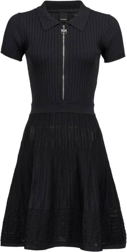 Pinko Linares Viscose Dress Stretch Mix Points Zwart Dames