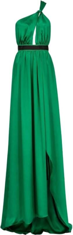 Pinko Long One-Shoulder Satin Dress Groen Dames