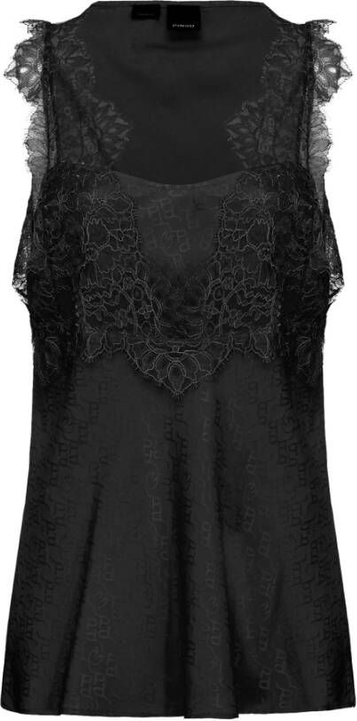 Pinko Stijlvolle Talesia Jacquard Logo Top Black Dames