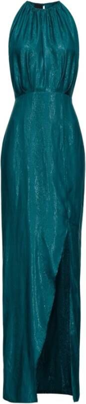 Pinko Long wet-effect jacquard dress Blauw Dames