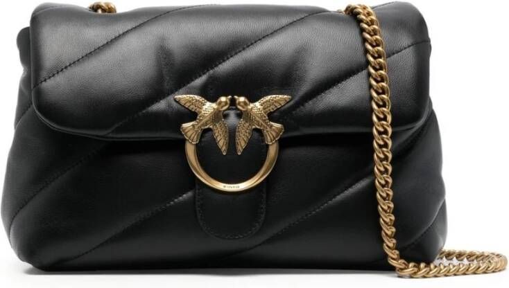 Pinko Zwarte Leren Crossbody Tas met Gouden Decoratieve Gesp Black Dames - Foto 14