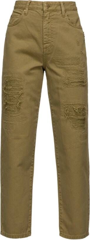 Pinko Loszittende high waist jeans met distressed effect Beige Dames