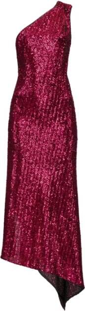 Pinko Een-schouder pailletten lange jurk Red Dames