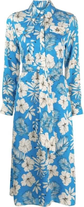 Pinko Bloemenprint Overhemdjurk Turquoise Multicolor Dames