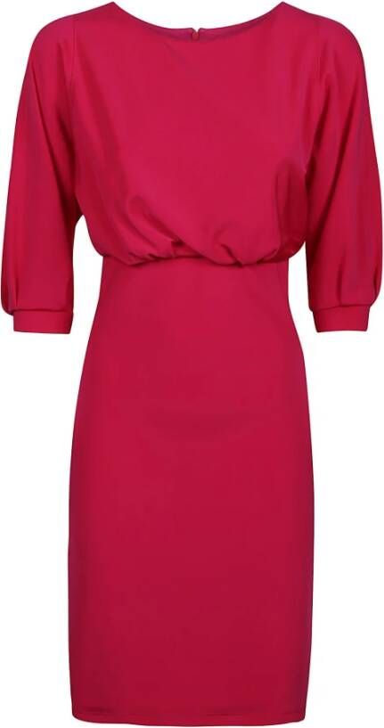 Pinko Fuchsia Puff Sleeve Midi Jurk Pink Dames