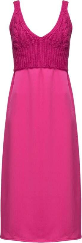 Pinko Mouwloze Midi Jurk met Gebreide Top Pink Dames
