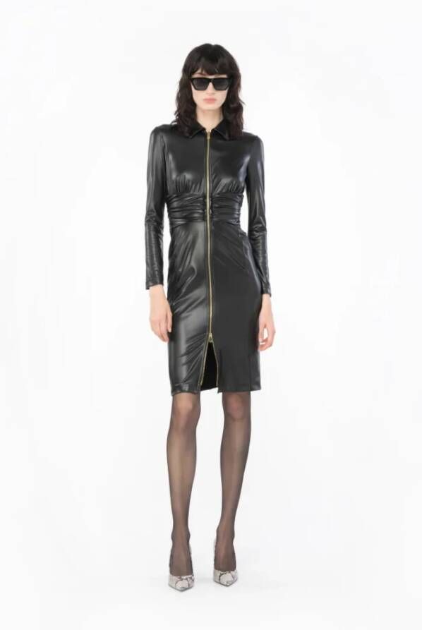 Pinko Midi jurk van imitatieleer Zwart Dames