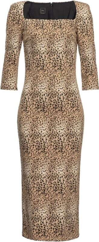 Pinko Anouk macula stoffen punto jurk Bruin Dames