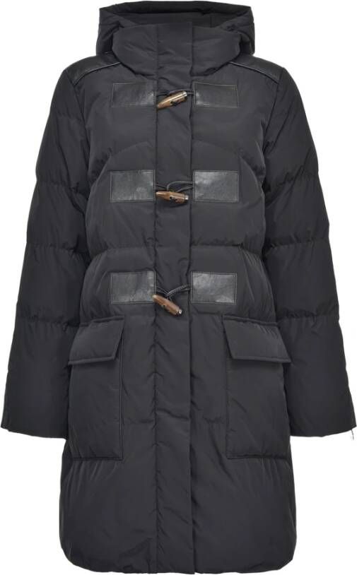 Pinko Midi-Length Quilted Coat With Tabs Zwart Dames